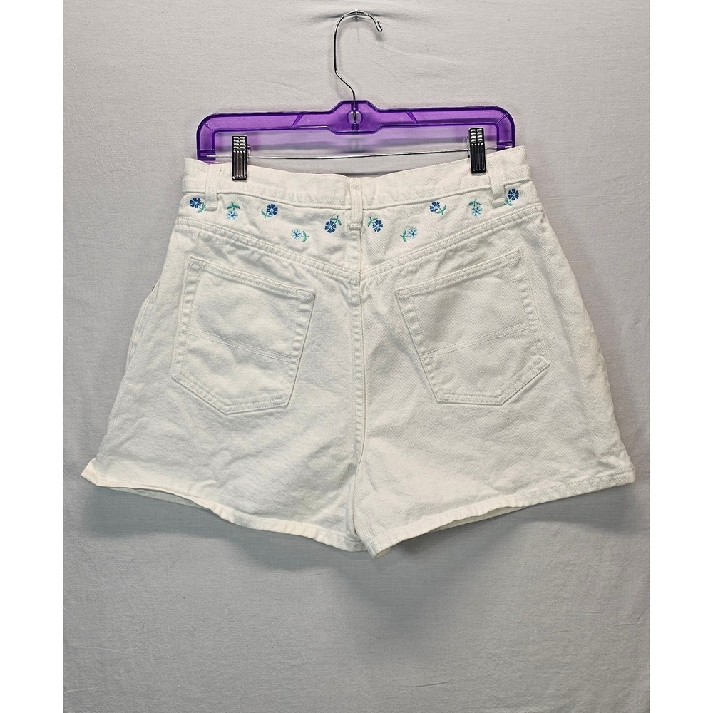 Vintage L.A. Blues‎ White Embroidered Floral Denim Shorts Women's Size 16 90s - Picture 2 of 6
